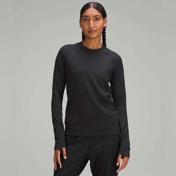 lululemon athletica Tops - lululemon athletica Rest Less Black Ribbed Crewneck Long Sleeve Top